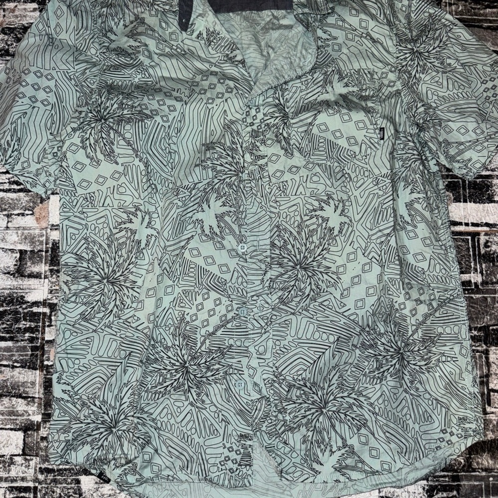 Vans Teal and Black Patterned Shirt